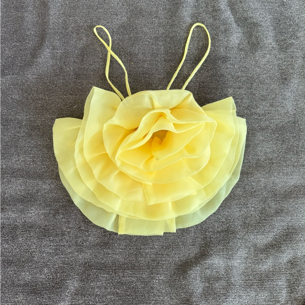 Yellow Ruffled Sleeveless Top